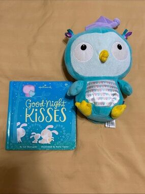 Hallmark Teal and Purple Owl Plush with Bedtime Book